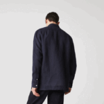 Men Lacoste V0ZN1650 Navy Blue 166 Regular Fit Linen Shirt - Image 3
