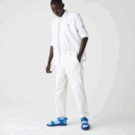 Men Lacoste V0ZN1651 White 001 Regular Fit Linen Shirt