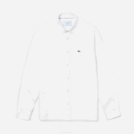 Men Lacoste V0ZN1651 White 001 Regular Fit Linen Shirt - Image 5