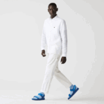 Men Lacoste V0ZN1651 White 001 Regular Fit Linen Shirt - Image 6