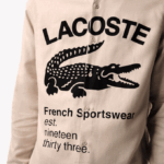 Men Lacoste V0ZN1654 Beige Black UB7 Regular Fit Branded Flannel Shirt - Image 4