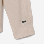 Men Lacoste V0ZN1654 Beige Black UB7 Regular Fit Branded Flannel Shirt - Image 6