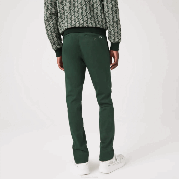 Men Lacoste V0ZN1655 Green 5HX New Classic Slim Fit Stretch Cotton Pants - Image 3