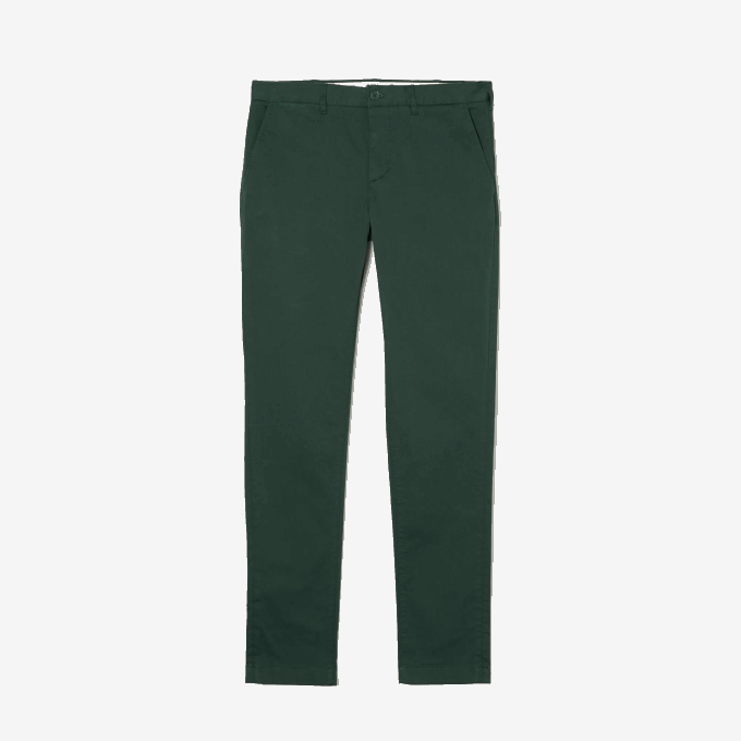 Men Lacoste V0ZN1655 Green 5HX New Classic Slim Fit Stretch Cotton Pants - Image 4