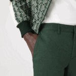 Men Lacoste V0ZN1655 Green 5HX New Classic Slim Fit Stretch Cotton Pants - Image 5