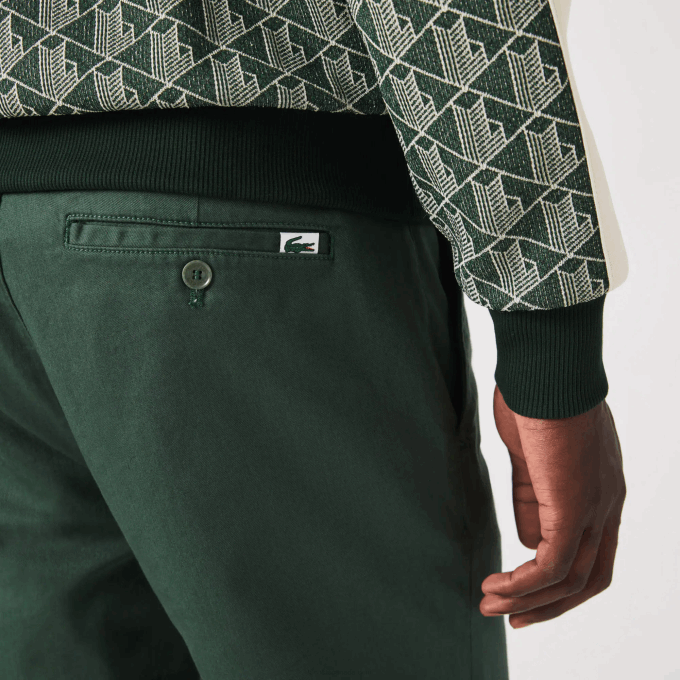 Men Lacoste V0ZN1655 Green 5HX New Classic Slim Fit Stretch Cotton Pants - Image 6