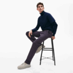 Men Lacoste V0ZN1656 Navy Blue 166 Stretch Cotton Chino Pants - Image 2