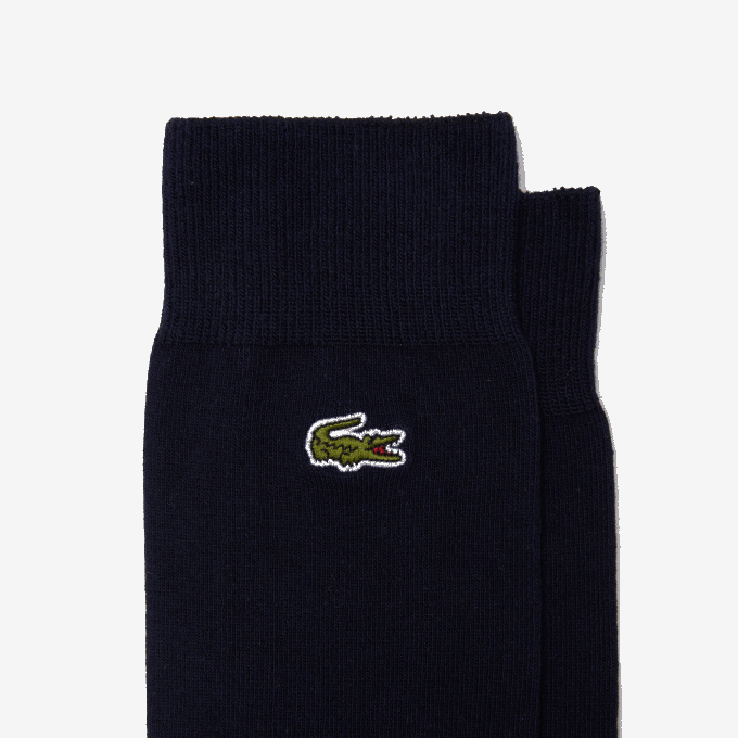 Men Lacoste V0ZN1657 Navy Blue 166 Cotton Blend High-Cut Socks - Image 2