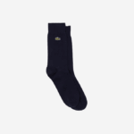 Men Lacoste V0ZN1657 Navy Blue 166 Cotton Blend High-Cut Socks