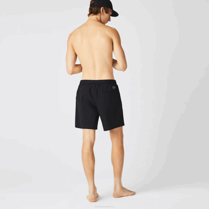 Men Lacoste V0ZN1662 Black White 9M0 Nautical Print Swim Shorts - Image 3