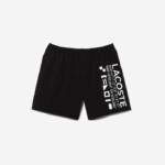 Men Lacoste V0ZN1662 Black White 9M0 Nautical Print Swim Shorts - Image 5