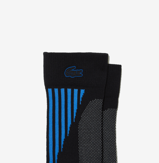 Men Lacoste V0ZN1668 Black Grey Chine Blue YH1 SPORT Socks - Image 2