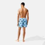 Men Lacoste V0ZN1669 Blue White EEP Mesh Lined Swim Trunks - Image 3