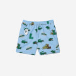 Men Lacoste V0ZN1669 Blue White EEP Mesh Lined Swim Trunks - Image 5
