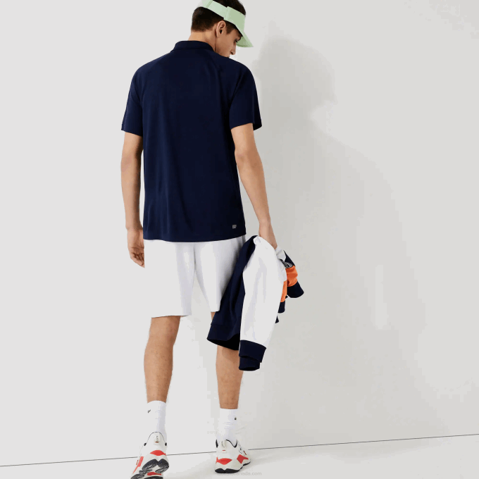 Men Lacoste V0ZN166 Navy Blue 166 SPORT Breathable Abrasion-Resistant Interlock Polo - Image 3