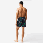 Men Lacoste V0ZN1670 Navy Blue White QRN Mesh Lined Swim Trunks - Image 3