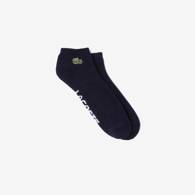 Men Lacoste V0ZN1676 Navy Blue White 525 SPORT Branded Stretch Cotton Low-Cut Socks - Image 1