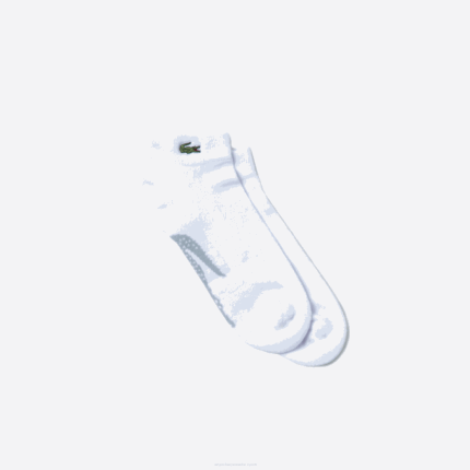Men Lacoste V0ZN1678 White Grey Chine G8K SPORT Stretch Cotton Low-Cut Socks