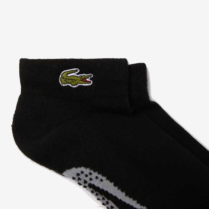 Men Lacoste V0ZN1679 Black Grey Chine SNP SPORT Stretch Cotton Low-Cut Socks - Image 2