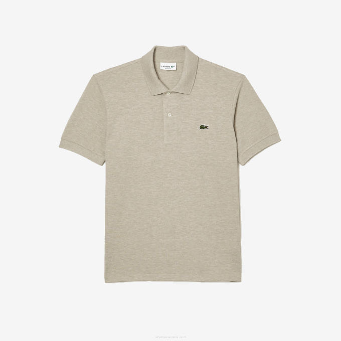 Men Lacoste V0ZN167 Beige KD4 Original L.12.12 Heathered Polo - Image 3