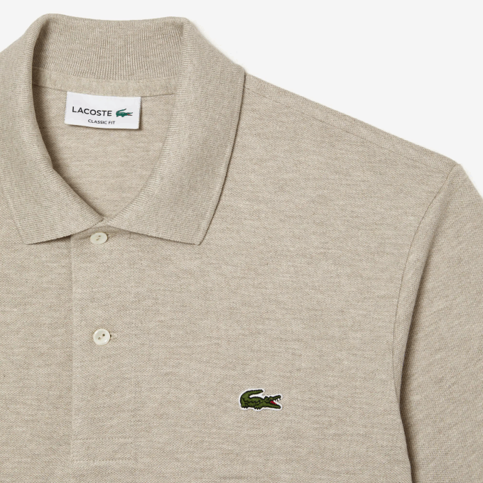 Men Lacoste V0ZN167 Beige KD4 Original L.12.12 Heathered Polo - Image 4