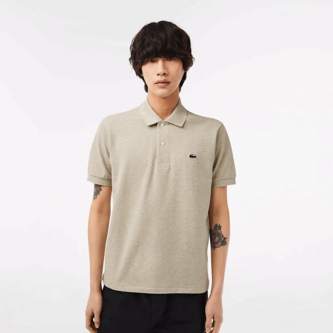Men Lacoste V0ZN167 Beige KD4 Original L.12.12 Heathered Polo - Image 1