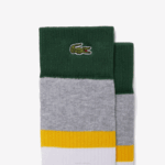 Men Lacoste V0ZN1686 Grey Chine Yellow Green LLY High-Cut Ribbed Cotton Socks Three-Pack - Image 2