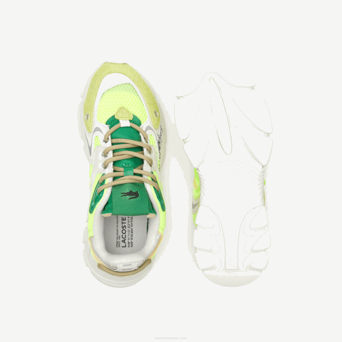 Men Lacoste V0ZN1696 Yellow & Off White Y21 L003 Neo Textile Sneakers - Image 4
