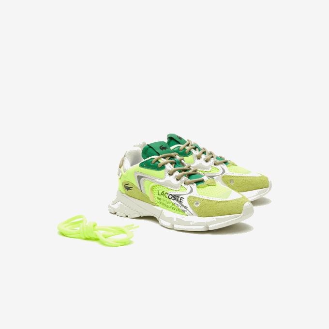 Men Lacoste V0ZN1696 Yellow & Off White Y21 L003 Neo Textile Sneakers - Image 7