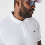 Men Lacoste V0ZN169 White 001 Cotton Petit Pique Polo - Plus Size - Big - Image 2