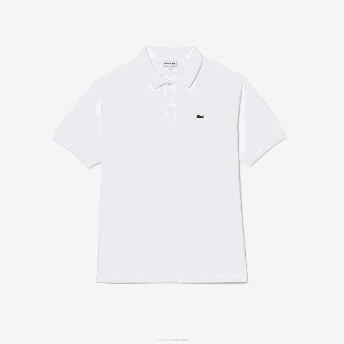 Men Lacoste V0ZN169 White 001 Cotton Petit Pique Polo - Plus Size - Big - Image 4