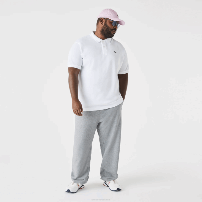 Men Lacoste V0ZN169 White 001 Cotton Petit Pique Polo - Plus Size - Big - Image 1