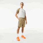 Men Lacoste V0ZN16 Beige CB8 Recycled Polyester Tennis Shorts