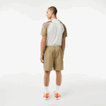 Men Lacoste V0ZN16 Beige CB8 Recycled Polyester Tennis Shorts - Image 3