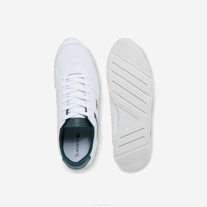 Men Lacoste V0ZN1700 White & Dark Green 1R5 Menerva Sport Textile and Leather Sneakers - Image 4