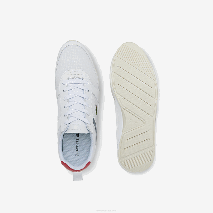 Men Lacoste V0ZN1704 White & Red 286 Menerva Sport Textile and Leather Accent Sneakers - Image 4