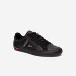 Men Lacoste V0ZN1708 Black Red 1B5 Chaymon Leather Sneakers