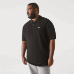 Men Lacoste V0ZN170 Black 031 Cotton Petit Pique Polo - Plus Size - Big - Image 2