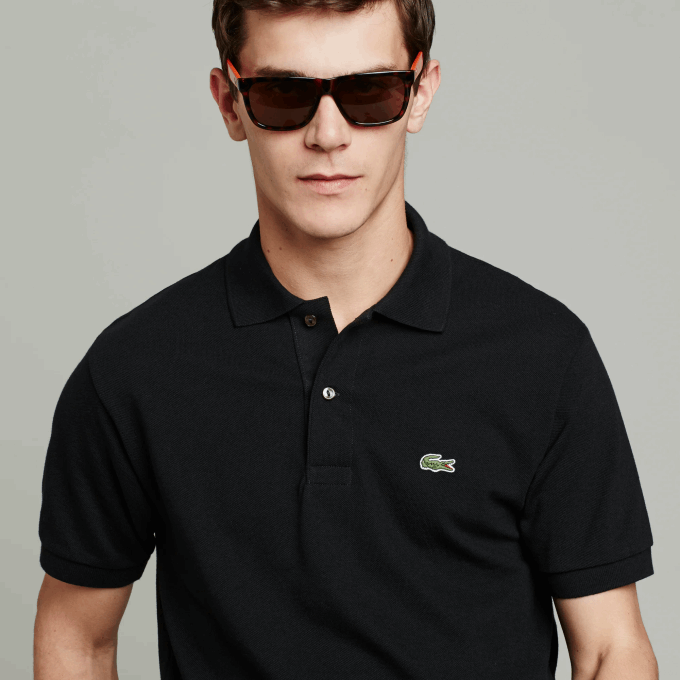 Men Lacoste V0ZN170 Black 031 Cotton Petit Pique Polo - Plus Size - Big - Image 4