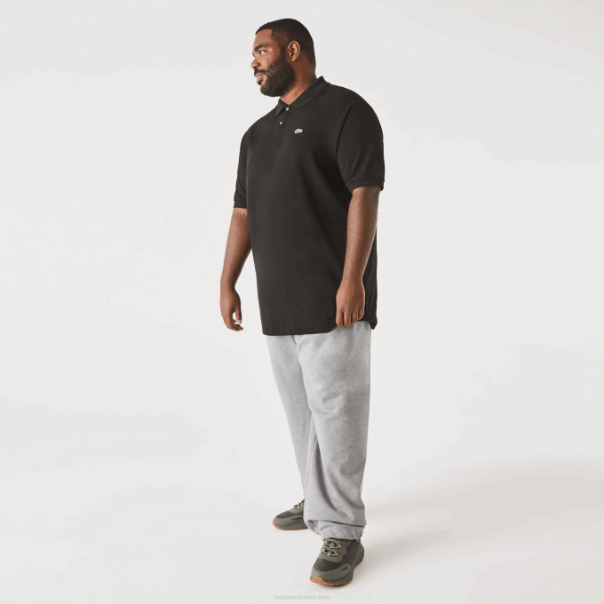 Men Lacoste V0ZN170 Black 031 Cotton Petit Pique Polo - Plus Size - Big - Image 5