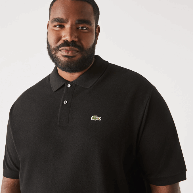 Men Lacoste V0ZN170 Black 031 Cotton Petit Pique Polo - Plus Size - Big - Image 1