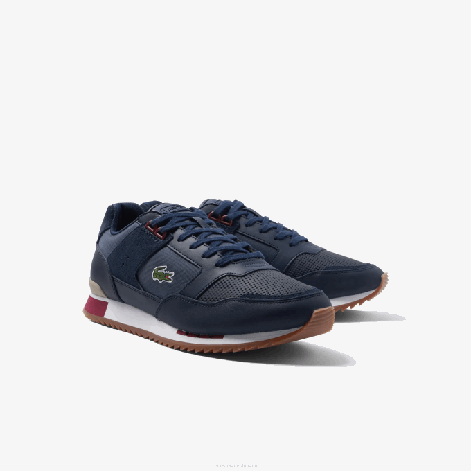 Men Lacoste V0ZN1712 Navy Gum GU1 Partner Textile and Leather Sneakers - Image 2