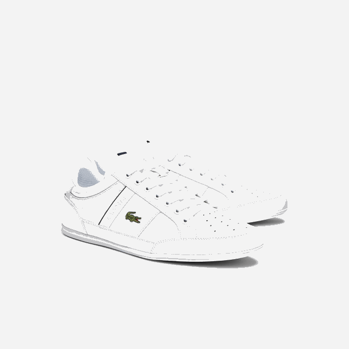 Men Lacoste V0ZN1713 White & Navy 042 Chaymon Leather and Synthetic Sneakers - Image 2