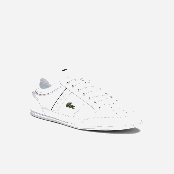 Men Lacoste V0ZN1713 White & Navy 042 Chaymon Leather and Synthetic Sneakers - Image 1