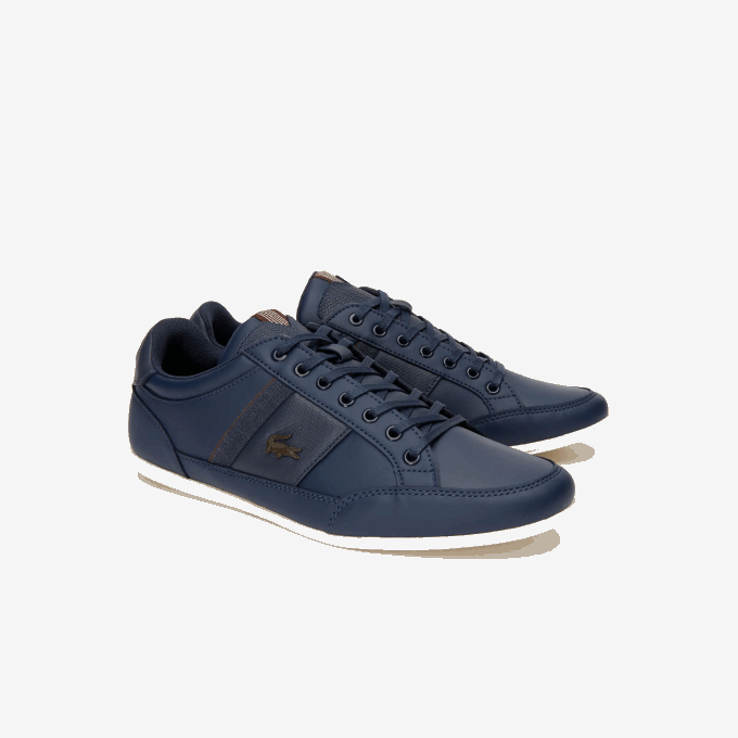 Men Lacoste V0ZN1714 Navy Dark Brown 2E6 Chaymon Leather and Synthetic Trainers - Image 2