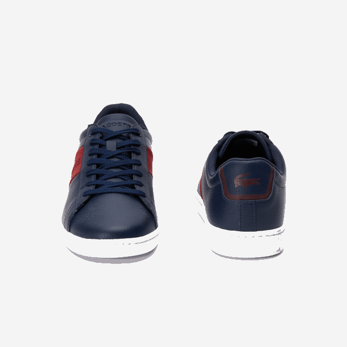 Men Lacoste V0ZN1717 Navy & Dark Red 5A5 Carnaby Evo Leather and Suede Sneakers - Image 4