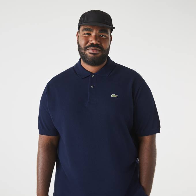 Men Lacoste V0ZN171 Navy Blue 166 Cotton Petit Pique Polo - Plus Size - Big - Image 1