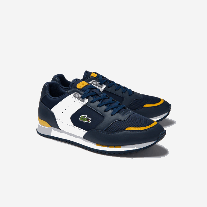 Men Lacoste V0ZN1721 Navy Yellow 2M3 Partner Piste Synthetic and Textile Sneakers - Image 2