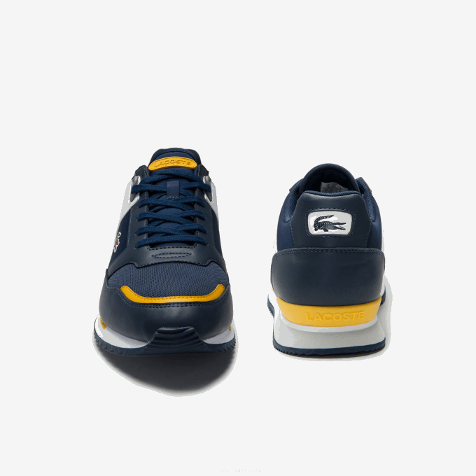 Men Lacoste V0ZN1721 Navy Yellow 2M3 Partner Piste Synthetic and Textile Sneakers - Image 5