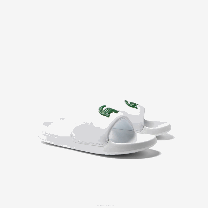 Men Lacoste V0ZN1728 White/Green 082 Croco 1.0 Synthetic Slides - Image 2